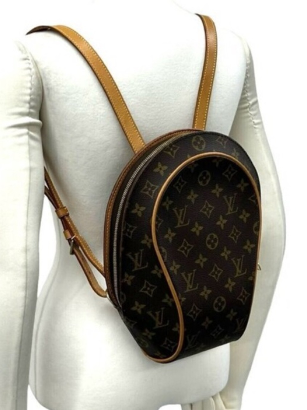 Louis Vuitton Monogram Round Mini Backpack in Brown with Tan Trim